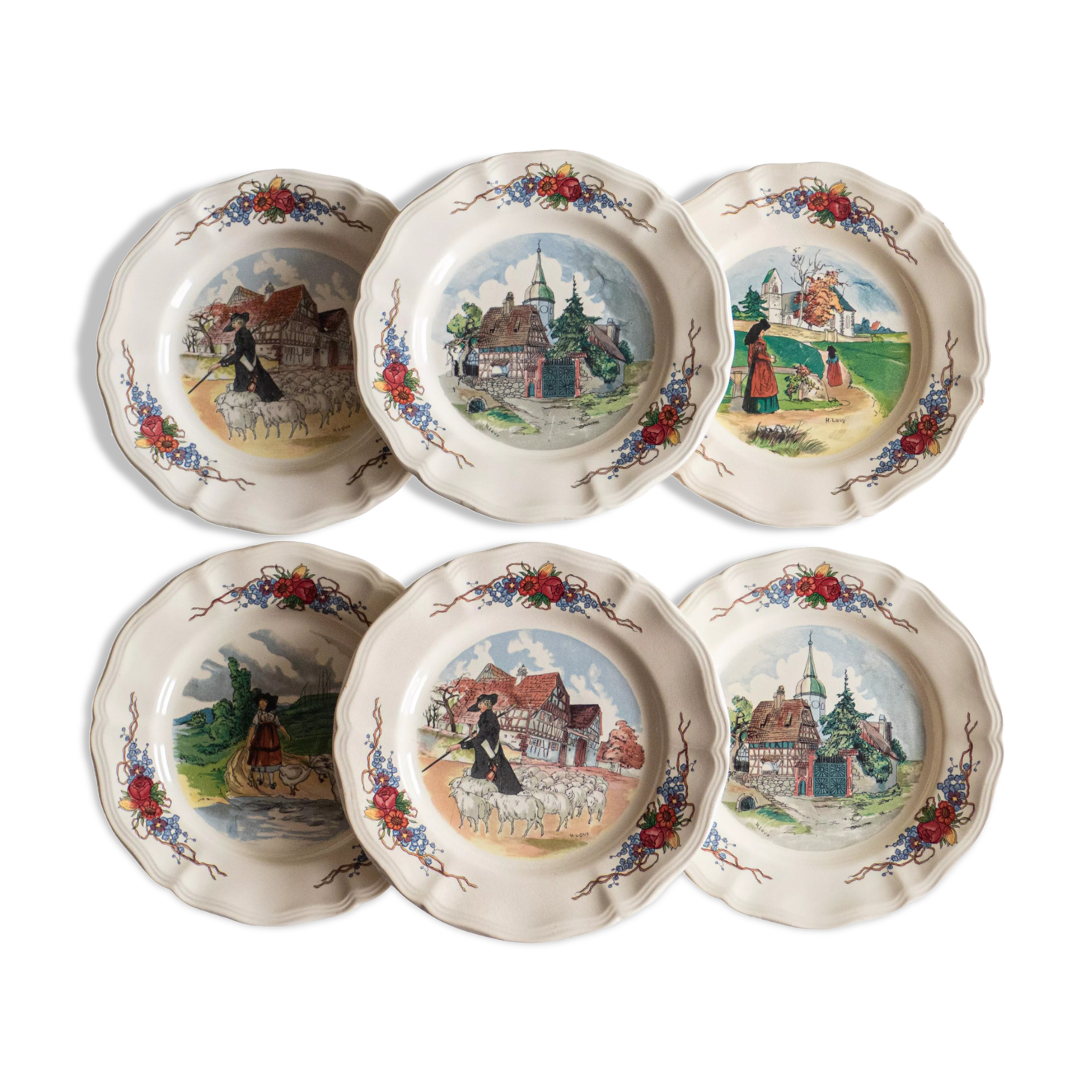 6 assiettes à dessert Obernai de Sarreguemines