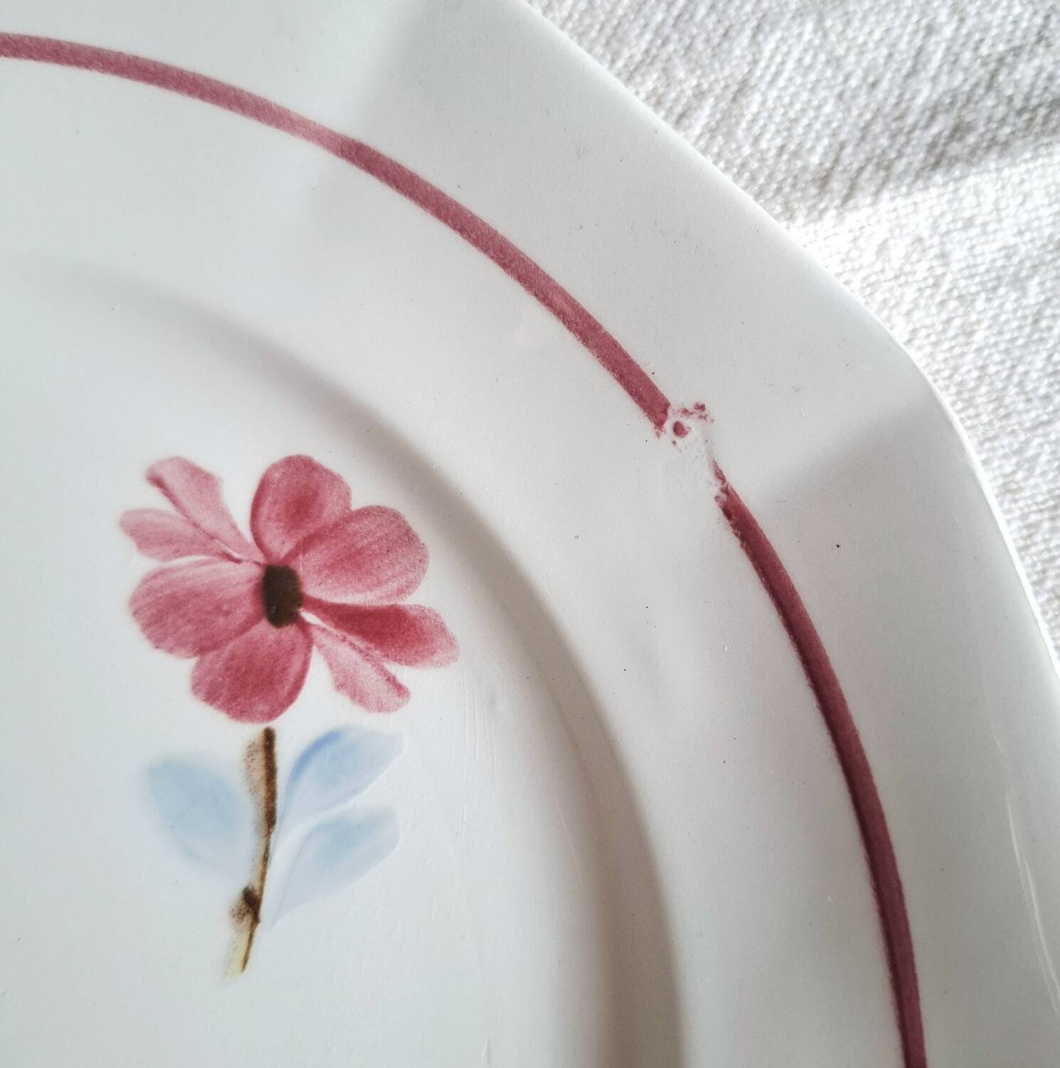 Mismatched antique earthenware dinner plates