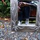 Vintage 70s Art Nouveau style hand-embossed tin wall mirror