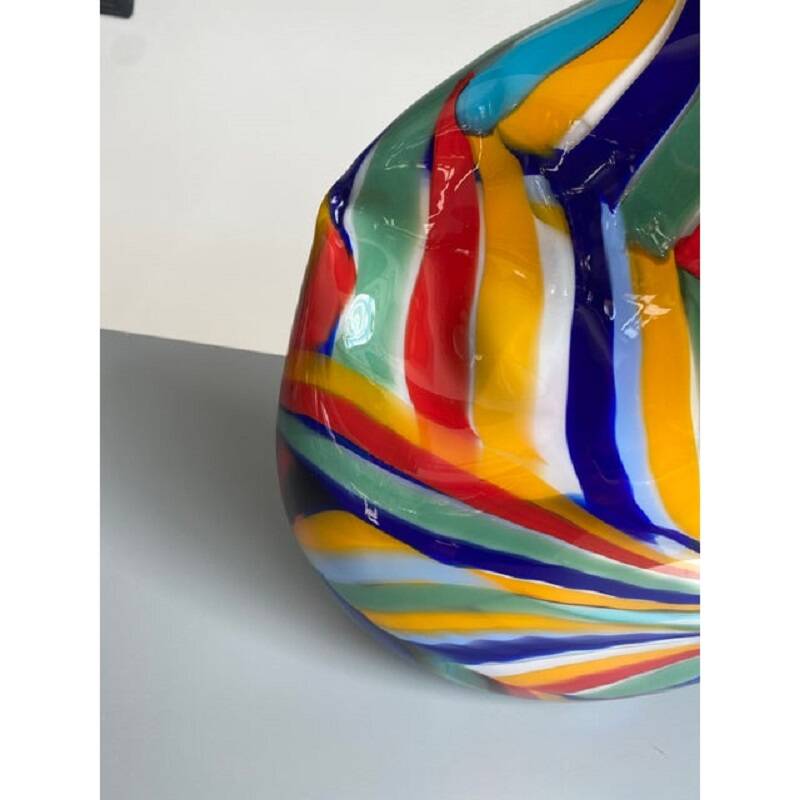 Contemporary Abstract Oval Vase in Murano Glass