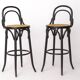 Pair of Bentwood Bar Stools with Vienna Cane Seats – Thonet Style, Black
