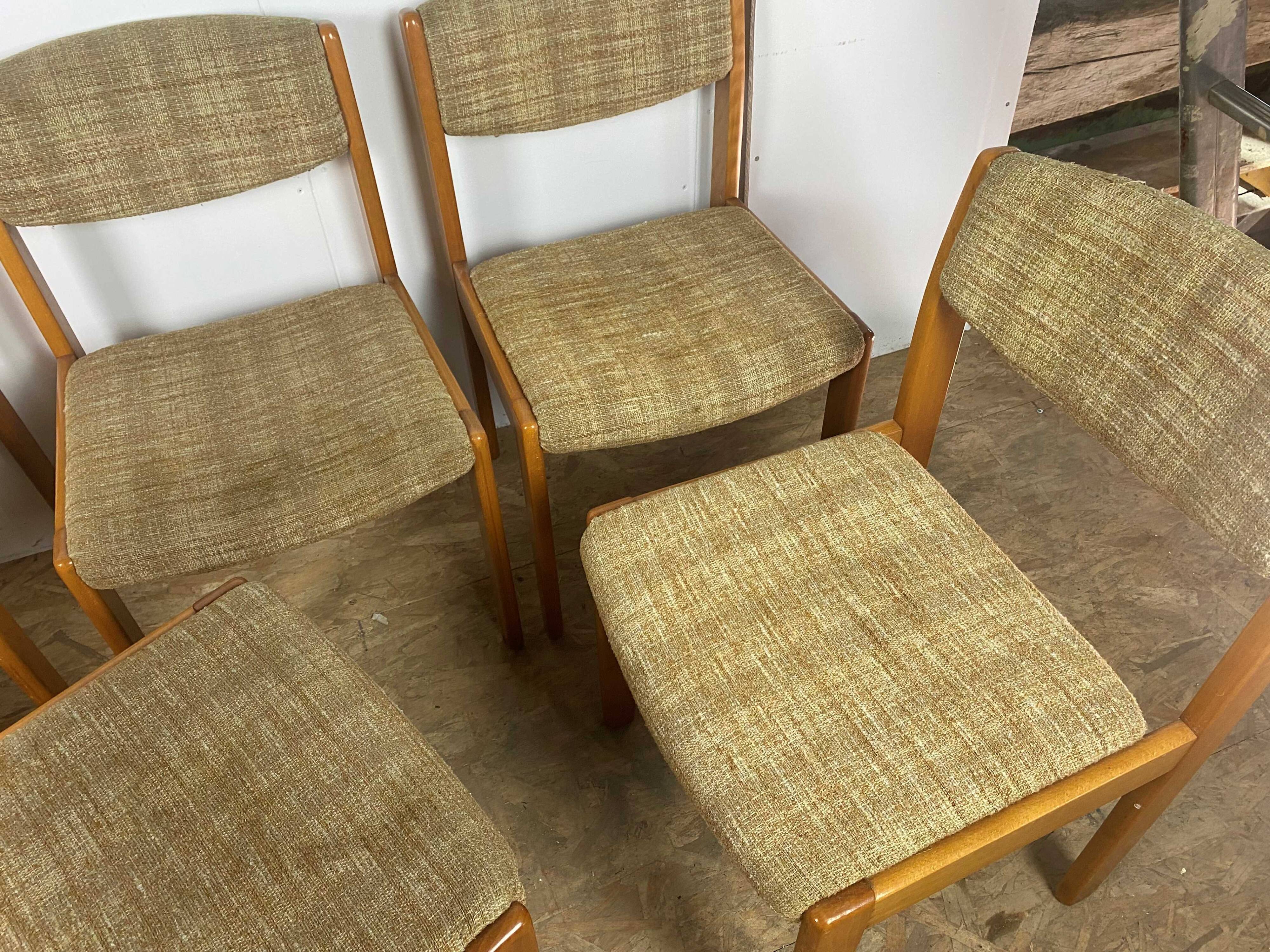 Set of 6 vintage Scandinavian chairs in wood and wool fabric an60
