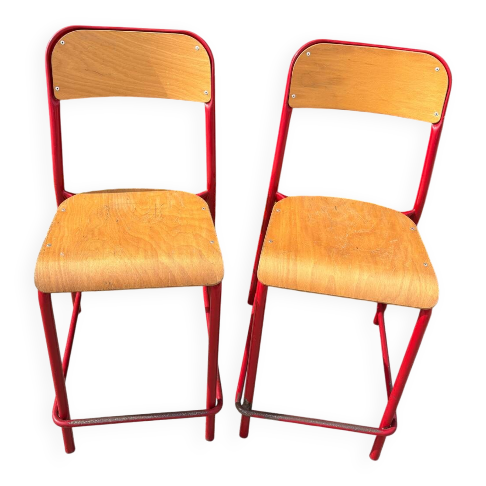 2 chaises hautes industrielles, années 80