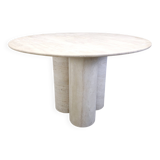 Round italian travertine dining table 1970s