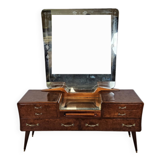 Walnut bedroom sideboard with large mirror