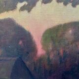 Vintage danish oil on canvas “sunset”, signed by a.takmar 1880-1960