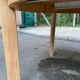 Scandinavian round extendable dining table stripped in raw oak 1980