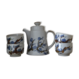 Théière et ses tasses à thé en grès à motif japonisant