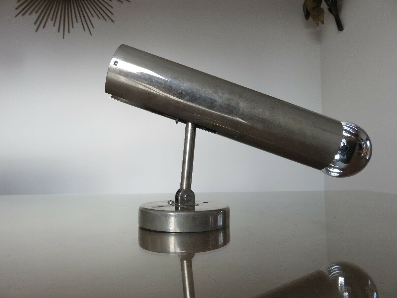 Minimalist wall lamp " lita " articulated in chrome brass 70s
