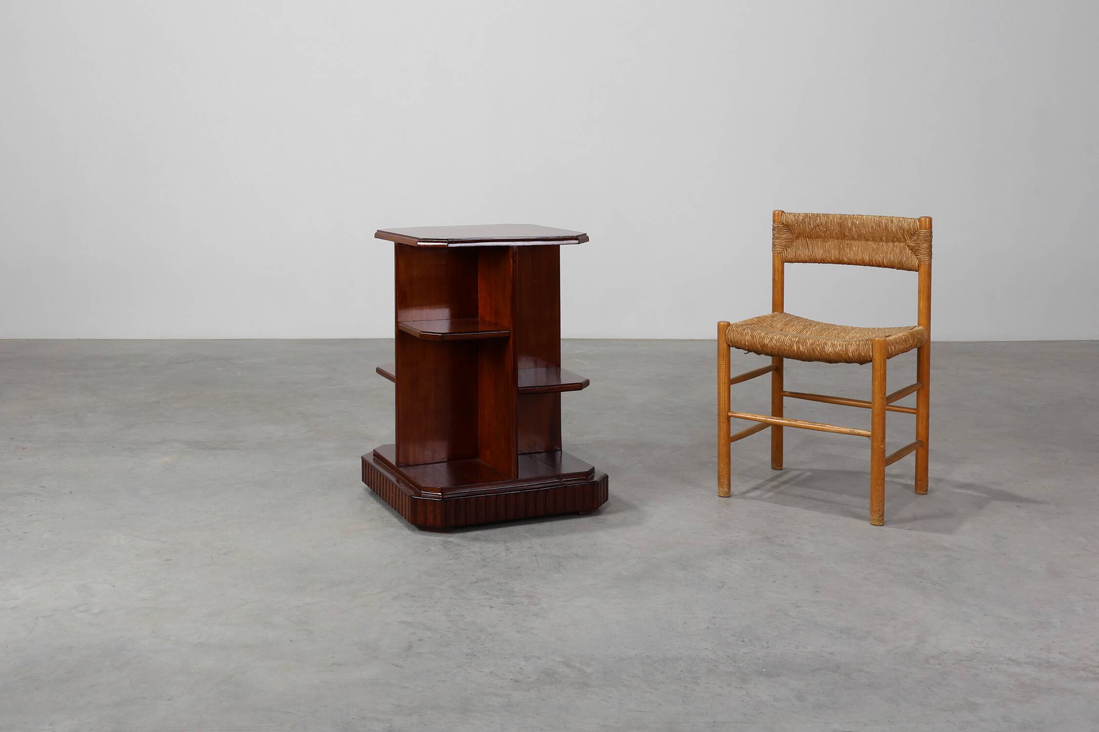 French Art Deco Side Table in Wood, circa 1920