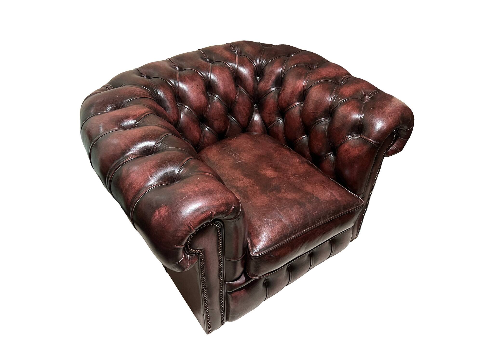 Fauteuil Chesterfield sur mesure, Fleming & Howland, cuir anglais, 2016