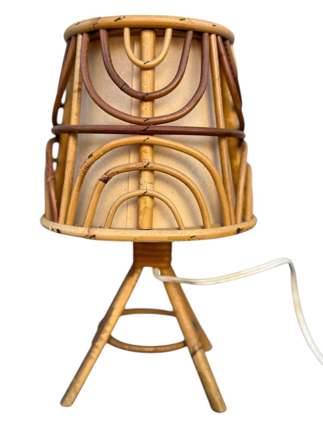 Set of 3 rattan lamps from the 1960s France