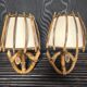 Pair of wall sconces in rattan
