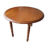 Round base table in cherry tree, 2 solid oak flaps