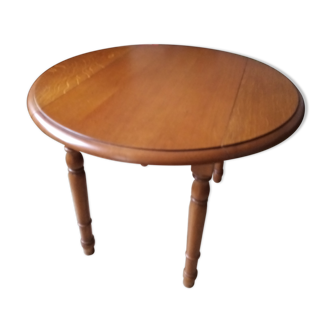 Round base table in cherry tree, 2 solid oak flaps