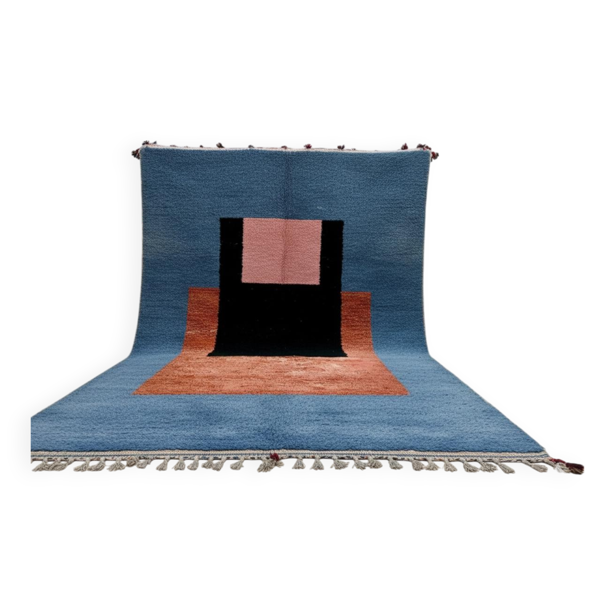 Handwoven Moroccan rug, natural wool, 250cm x 150cm, elegant decoration.