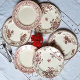 Assiettes plates anciennes dépareillées en faïence terre de fer