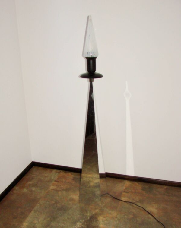 Lampadaire en métal et verre, années 1990