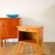 Scandinavian bedside table in teak veneer, with tapered legs and a drawer, 1960.