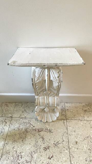 White Patinated Wall Console Shelf