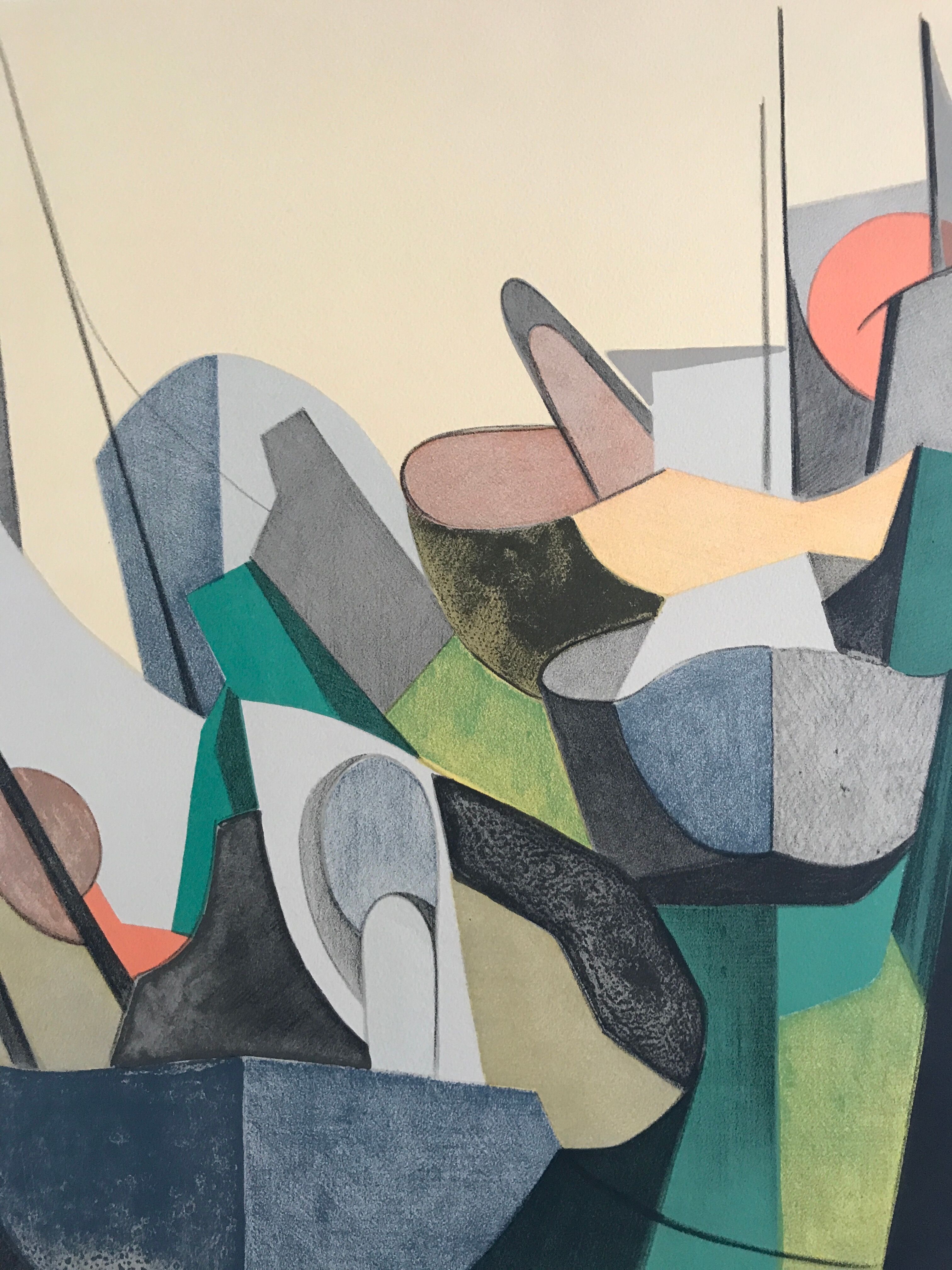 Original lithograph signed in pencil by danièle perré, untitled, 1966
