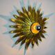 Sun wall lamp by Ferro Arte, metal and gold leaf, Spain 1970