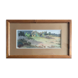 Painting watercolor attr. g. girardot (1856-1914) "prairie" circa 1900