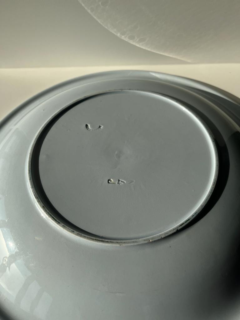 Flat set and light blue saucière earthenware from Montereau