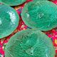Set of 6 green plates in Barbotine faïence de Gien
