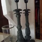 Pair of lamps forestier cast iron collection fil de fer