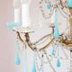 Italian chandelier with 6 arms in blue opaline glass (55 cm)