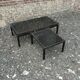 Vintage metal coffee table with glass top.