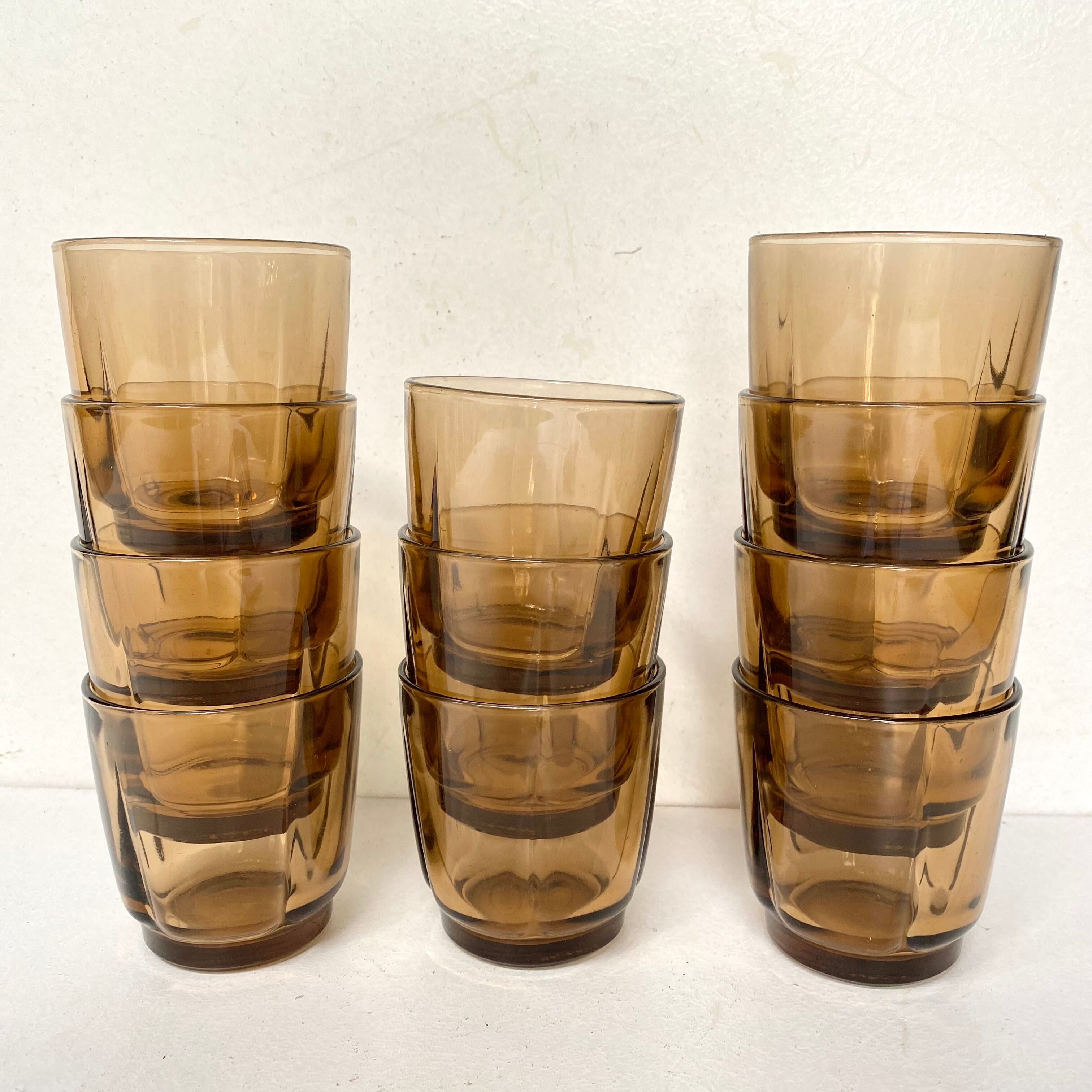 Vintage Duralex smoked water glasses