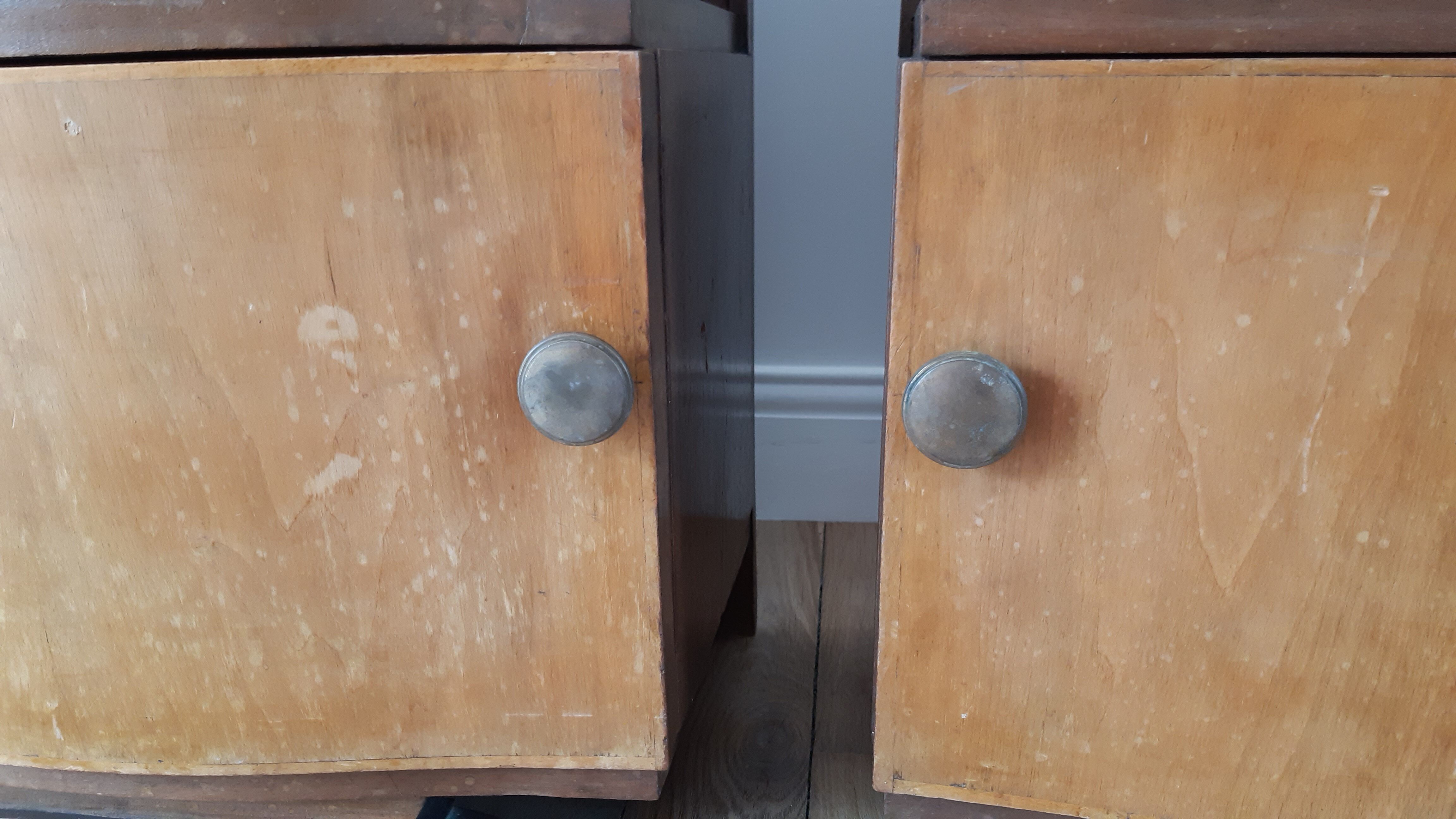 Duo of bedside tables in beech wood art deco 30s