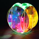 Angelo Mellia, Nova Model, Modern Lucite Table Lamp, Iridescence Colors, France