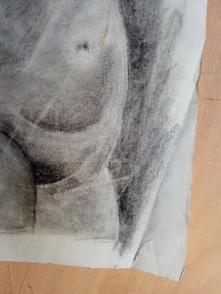 Drawing charcoal study nude femini statue 64x48cm