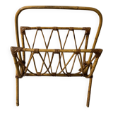 60s rattan magazine rack
