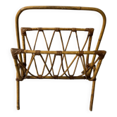 1960s rattan magazine rack