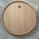 Miroir rond ancien en rotin 34cm