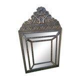 Miroir en cuivre repoussé ancien époque Napoléon III