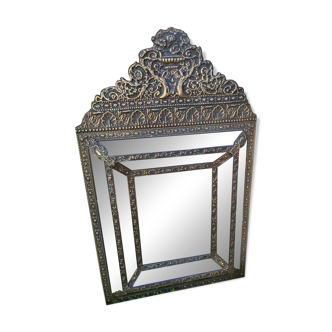 Antique embossed copper mirror from the Napoleon III period