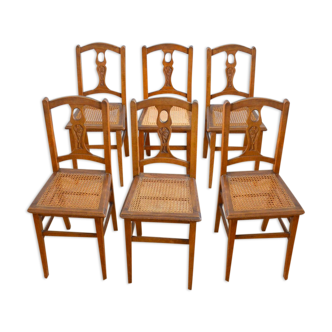 Suite of 6 vintage chairs 1930