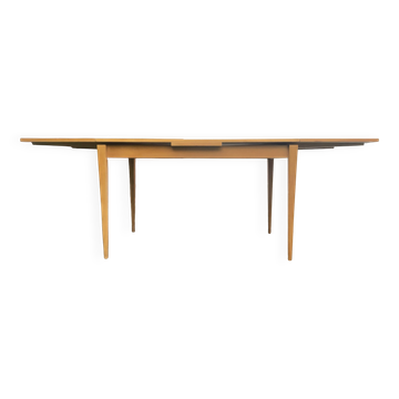 Blonde wooden table with extensions, vintage 1960s.