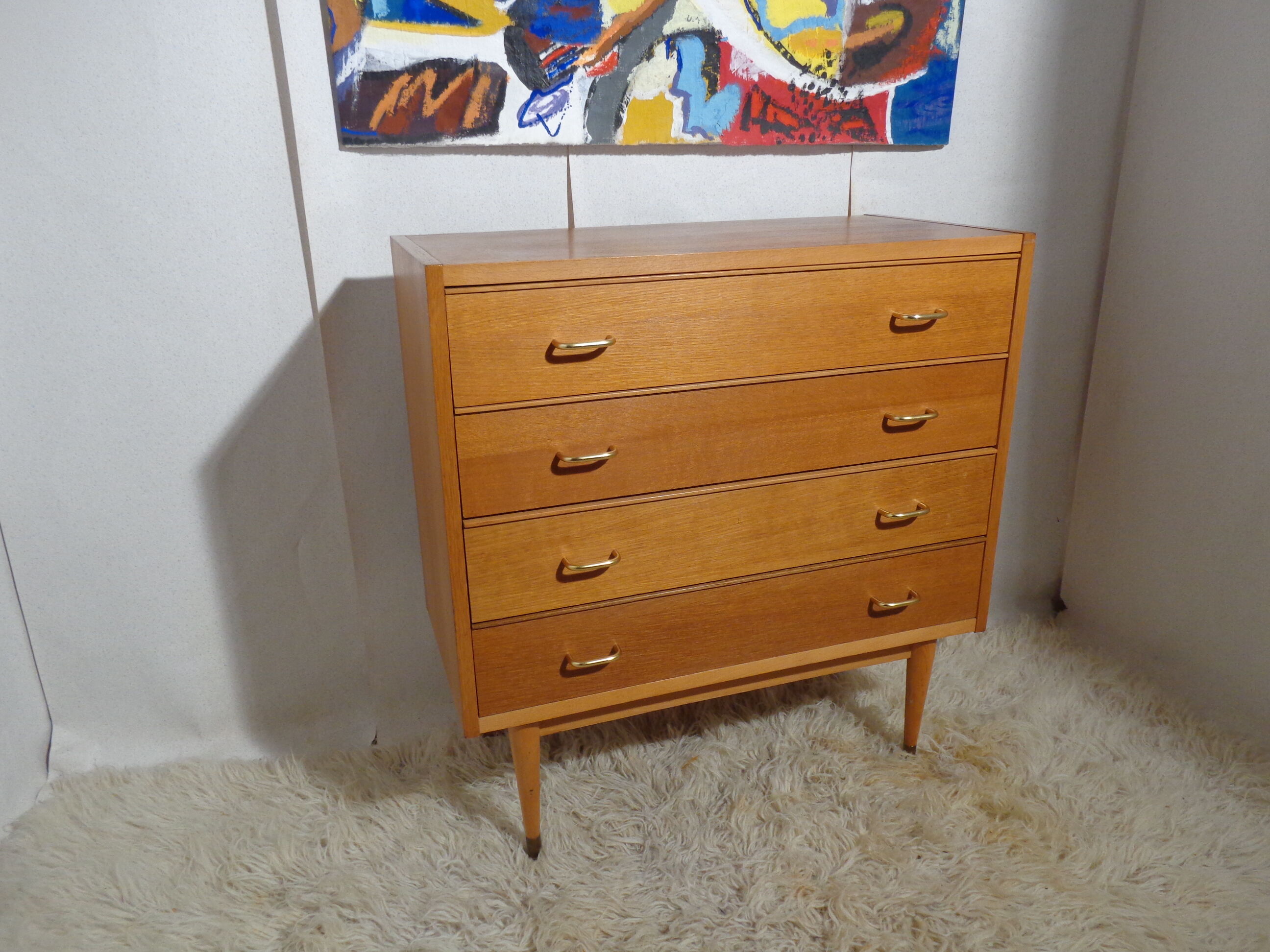 Vintage chest of drawers from the 60s honey color