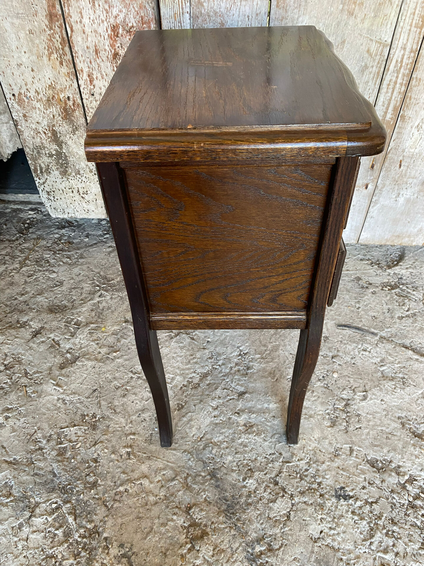 Antique Nightstand Louis XV Style Wood 2 Drawers Vintage #E294