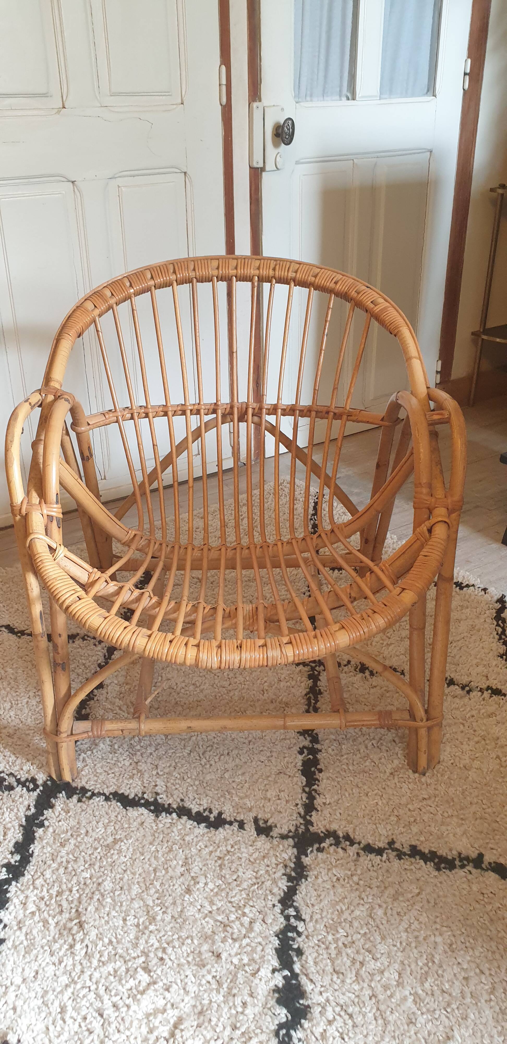 Rattan shell armchair