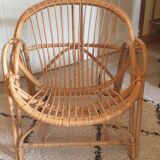 Rattan shell armchair
