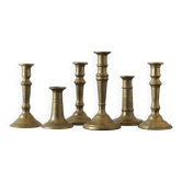 Vintage Brass Candlesticks, 1960s, Set of 6