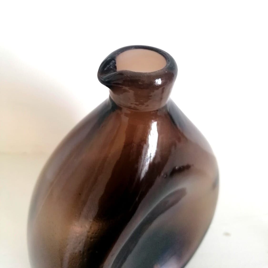 Carafe à liqueur verre ambré 1970