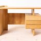 Postmodern Desk, Writing Table by Bohumil Landsman, Oak Veneer, 1970s
